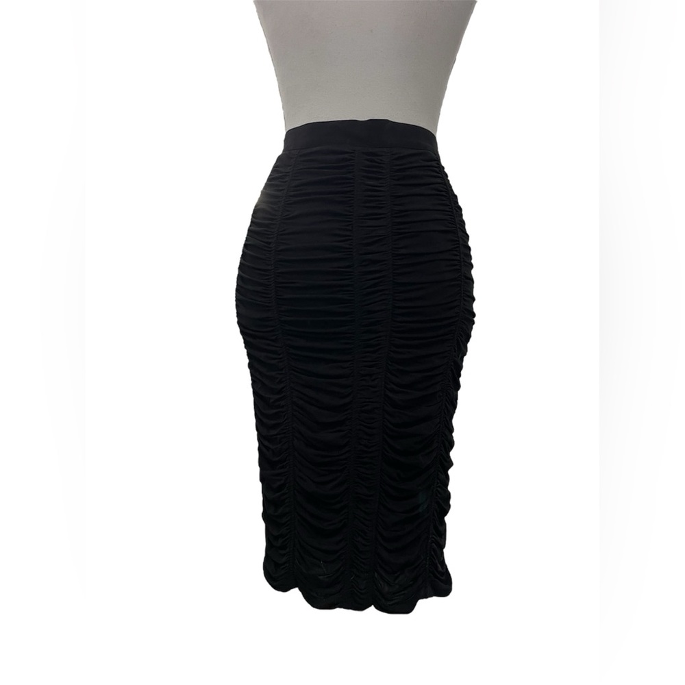 Burberry Black Ruched Form‎ Fitting Stretchy Pencil Skirt high waist office sz 2 - Picture 5 of 11